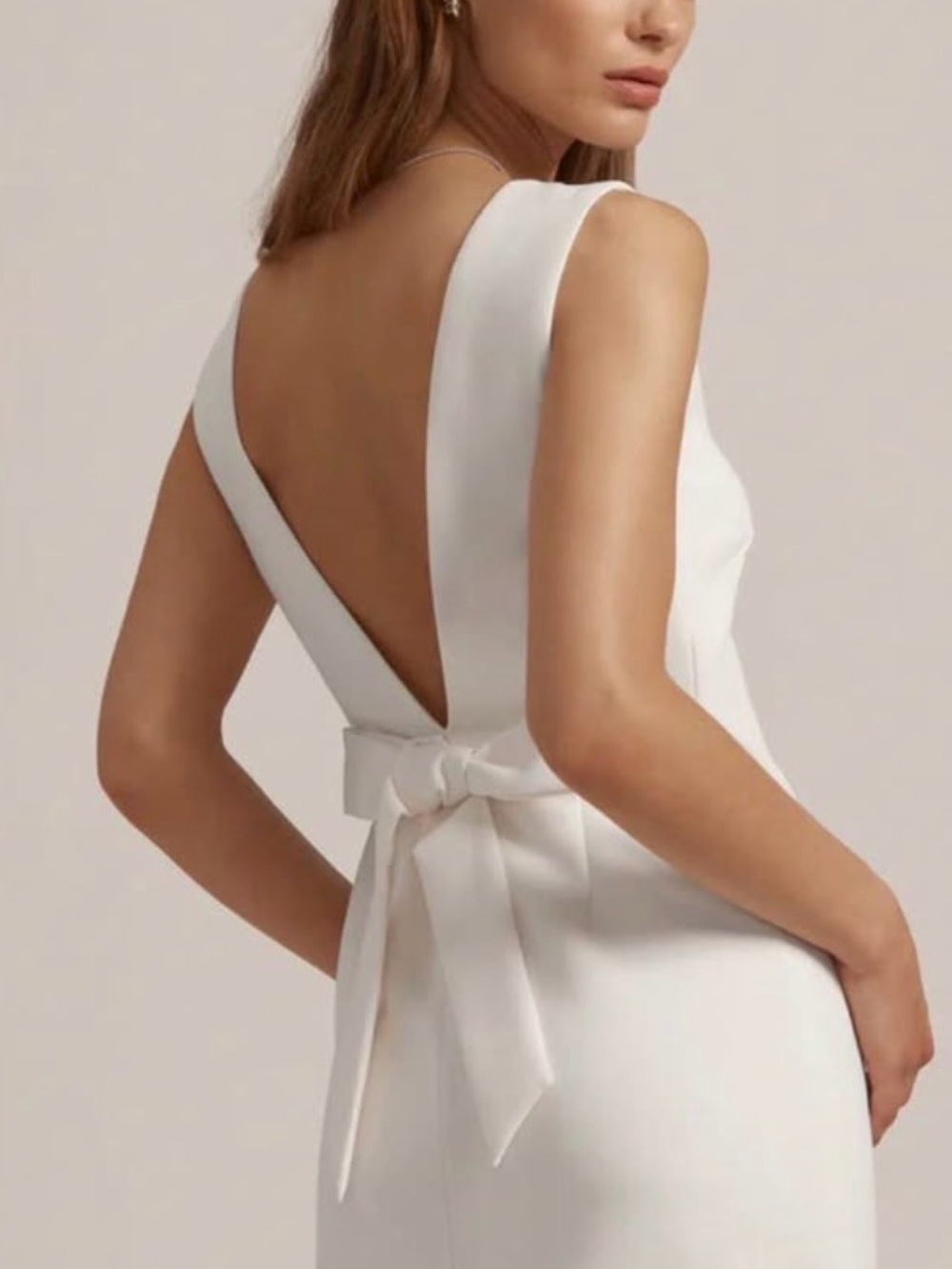 Favorite Daughter White V-Back Mini Dress with Waist Bow
